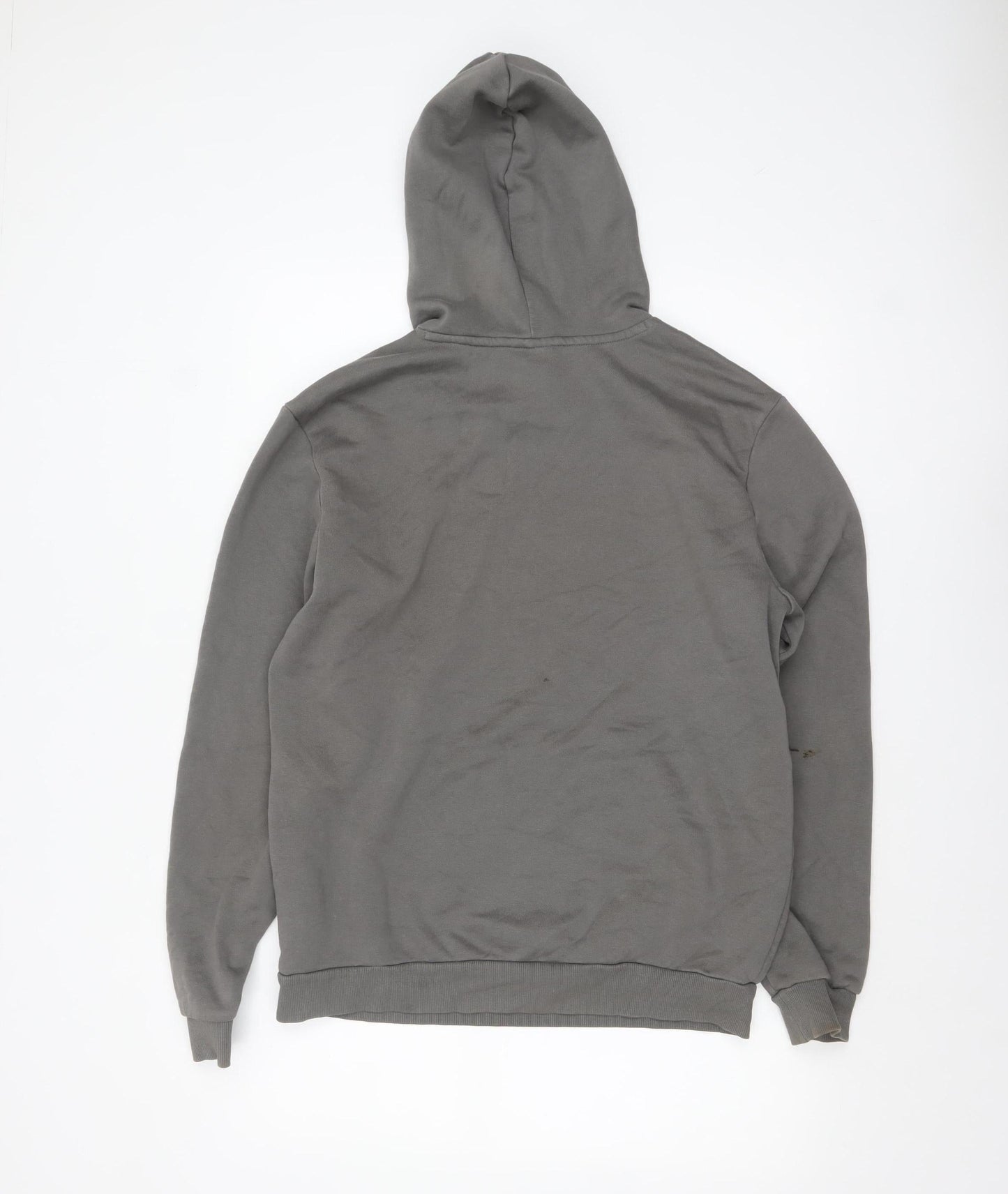 Puma Men Grey Pullover Hoodie M Logo Fleece Sweatshirt