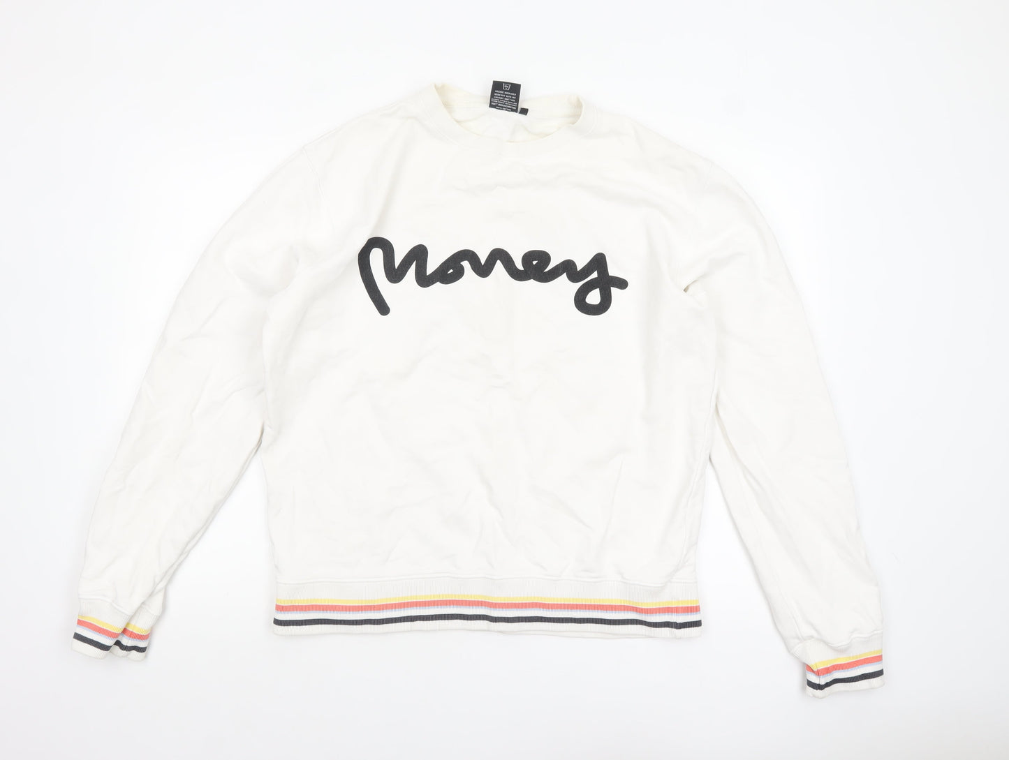 Money Mens White Crew Neck Logo Sweatshirt Size L