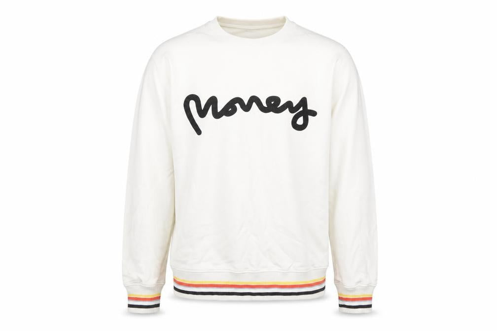 Money Mens White Crew Neck Logo Sweatshirt Size L