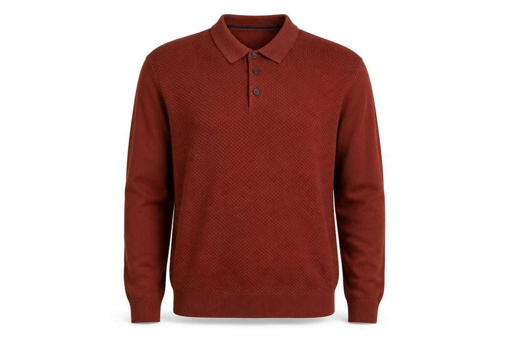 Next Men’s Brown Collared Knit Henley Jumper Size M