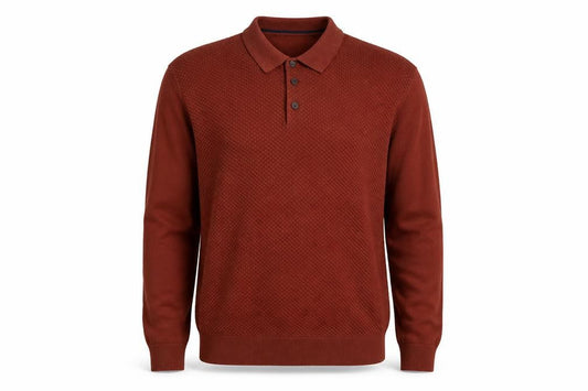 Next Men’s Brown Collared Knit Henley Jumper Size M