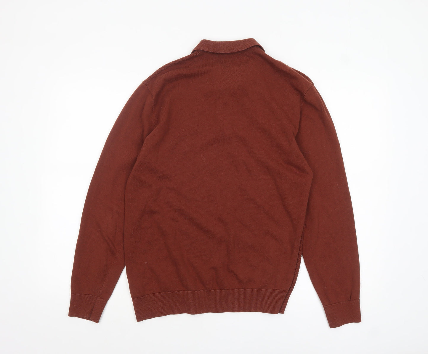 Next Men’s Brown Collared Knit Henley Jumper Size M