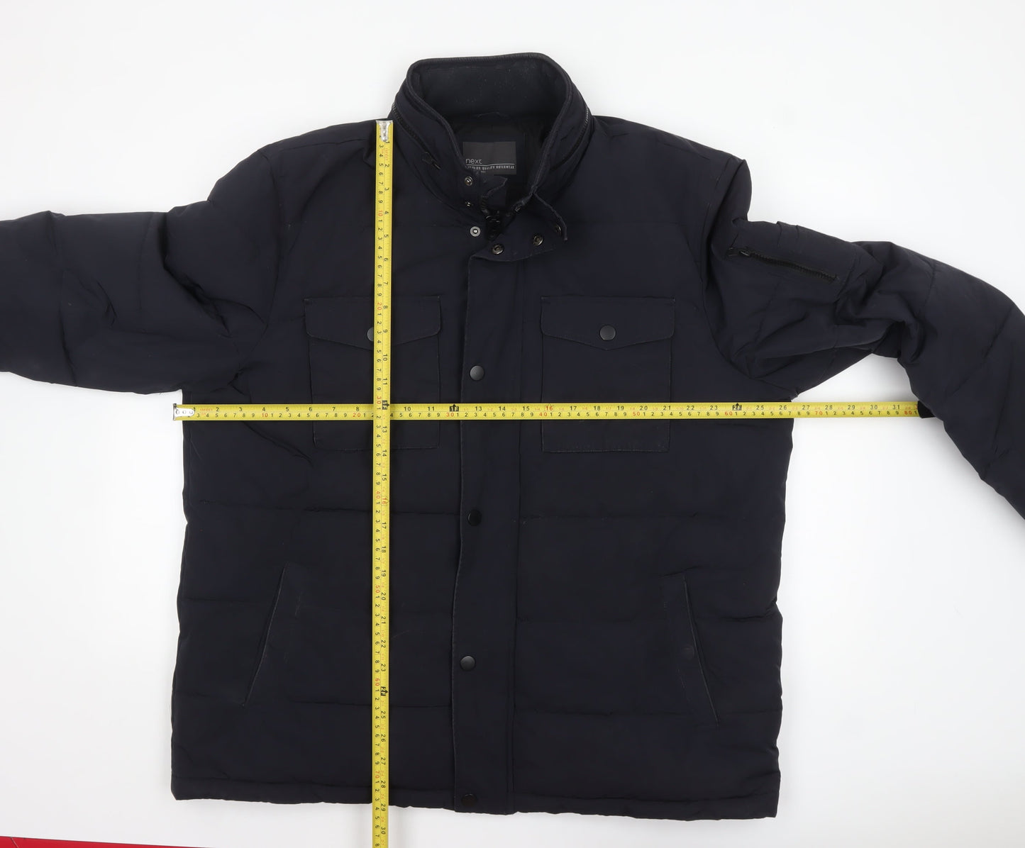 Next Men's Black 2XL Puffer Jacket Insulated Mid-Length Coat