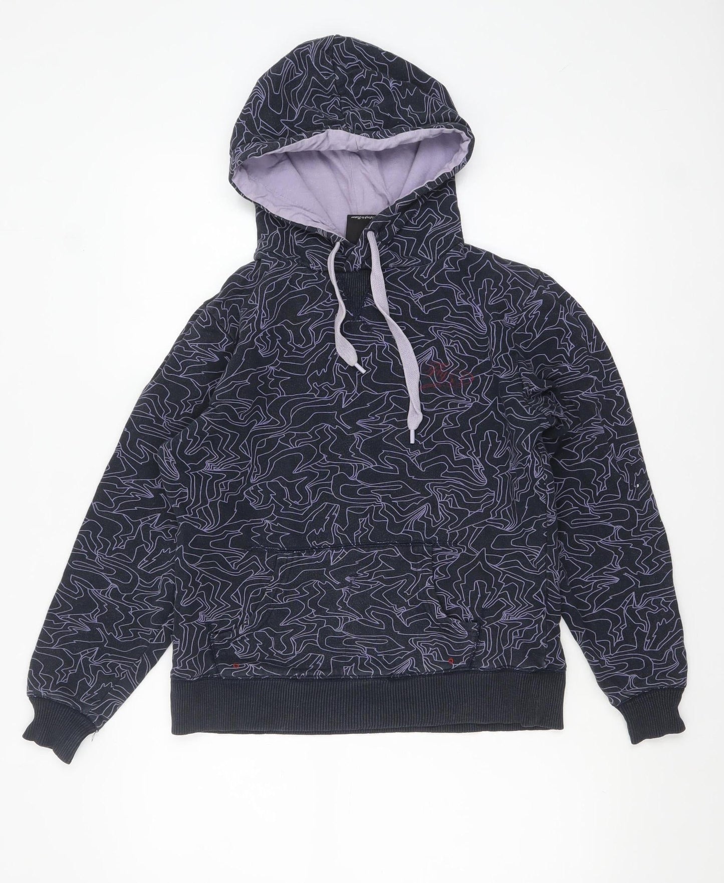 Fly53 Women's Black Purple Pullover Hoodie Size 10 Graphic Print