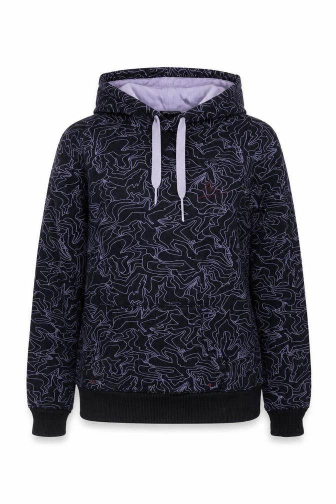 Fly53 Women's Black Purple Pullover Hoodie Size 10 Graphic Print