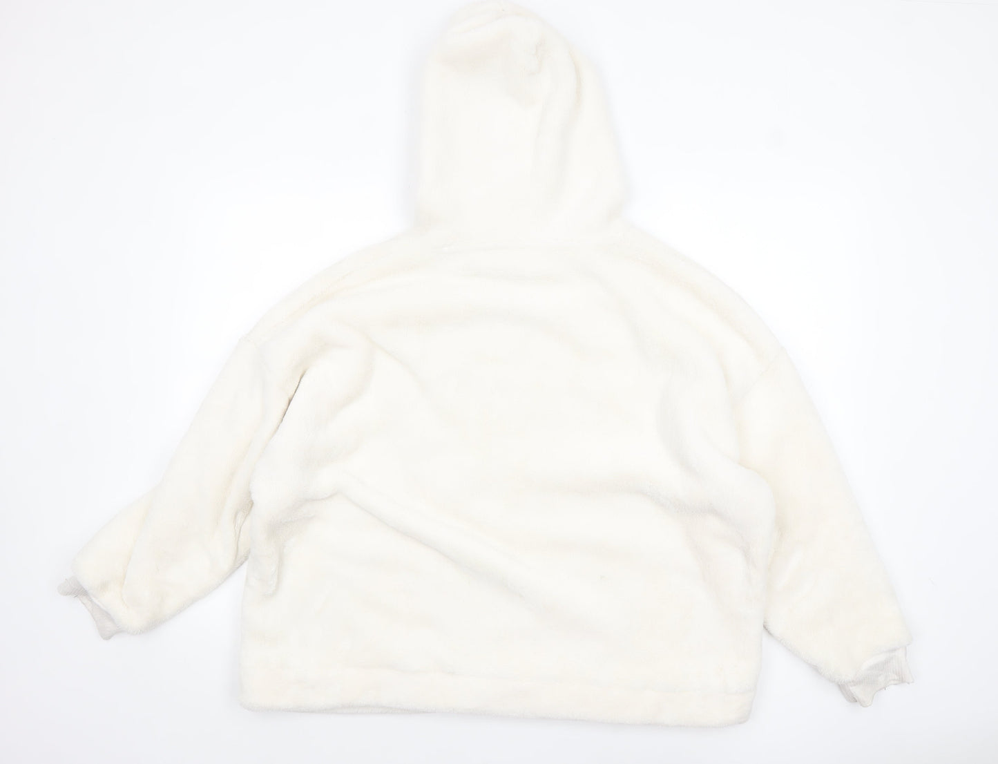 Marks and Spencer Women White Fleece Hooded Nightshirt Top L