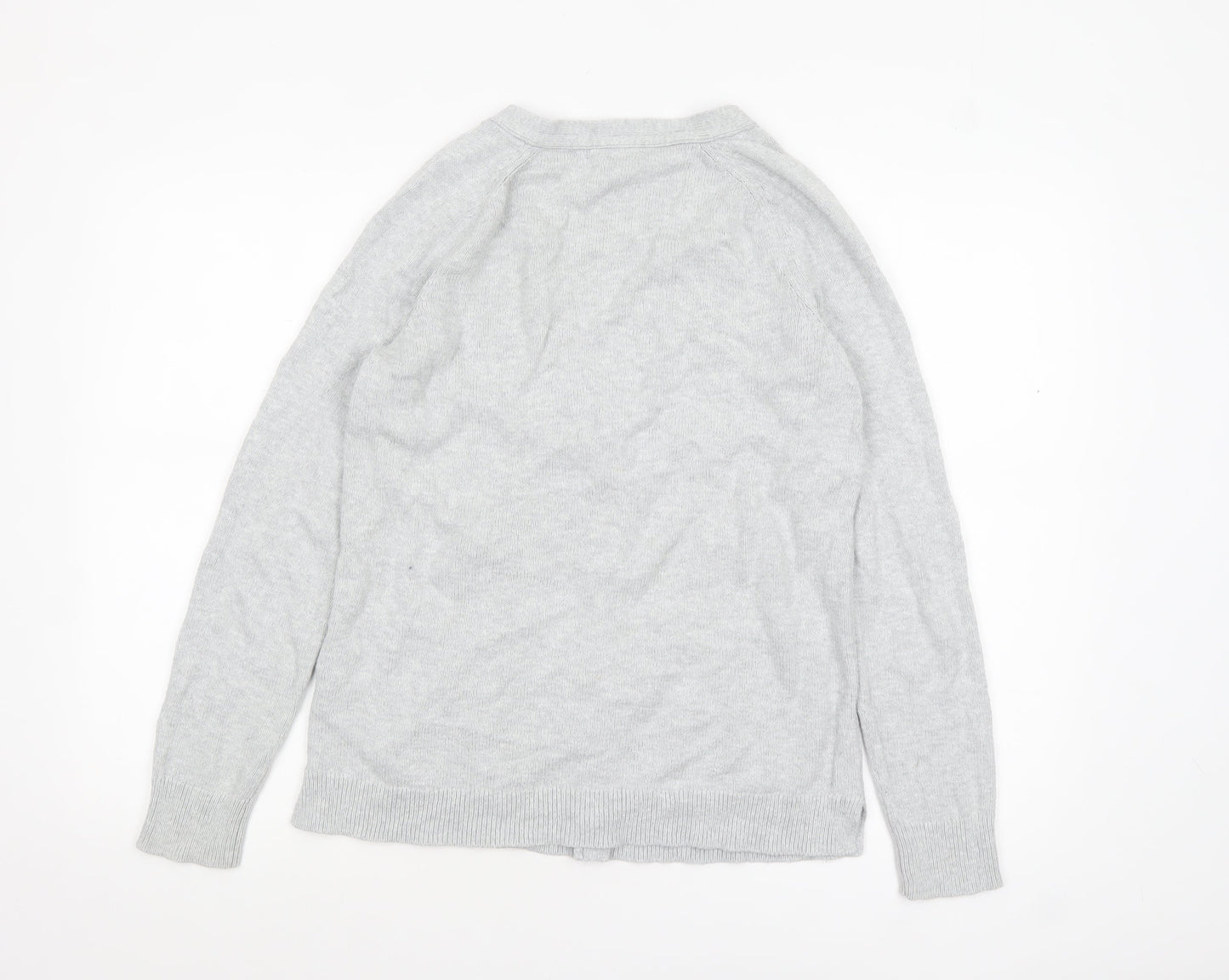 Levi's Women Grey Cotton V-Neck Button Cardigan XS