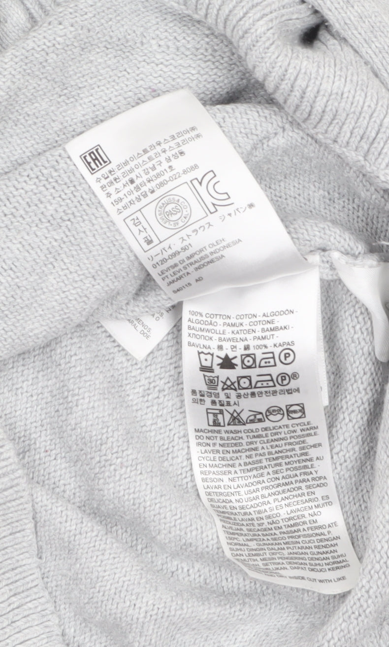 Levi's Women Grey Cotton V-Neck Button Cardigan XS