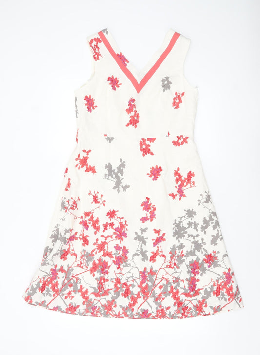 Klass Collection Women's Ivory Floral A-Line Dress Size 12