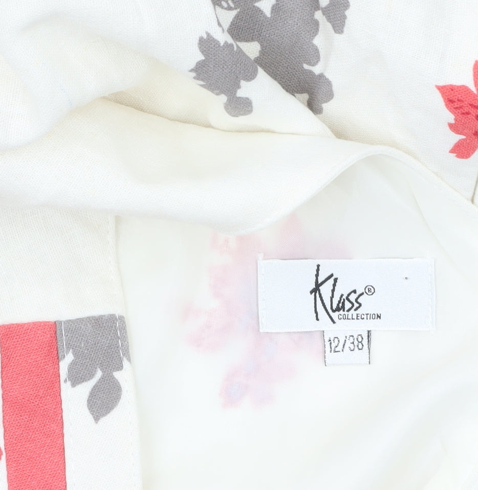 Klass Collection Women's Ivory Floral A-Line Dress Size 12