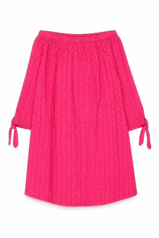 Laura Ashley Women's Pink Cotton Off Shoulder Lace Shift Dress S