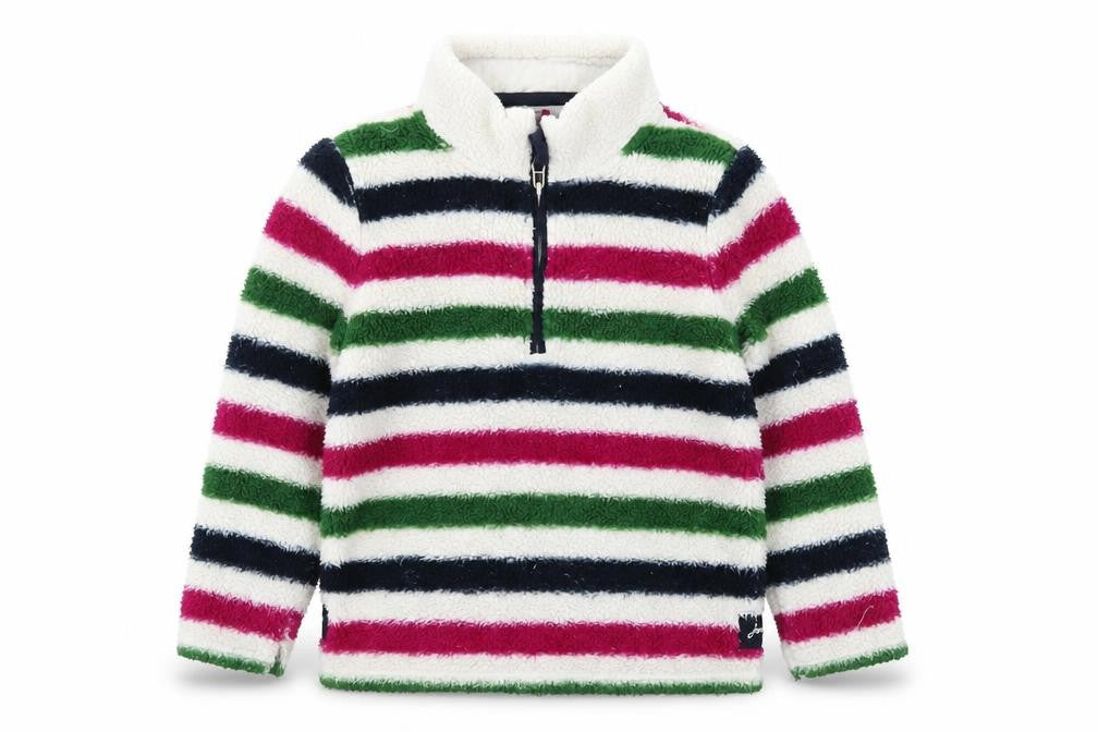 Joules Girls Multicoloured Striped Fleece 1/4 Zip Pullover Sweatshirt 9-10 Years