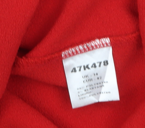 Kaleidoscope Women Red Long Sleeve Ruffle Hem Fit & Flare Dress Size 14