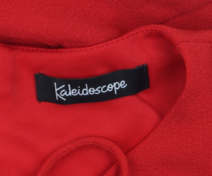 Kaleidoscope Women Red Long Sleeve Ruffle Hem Fit & Flare Dress Size 14