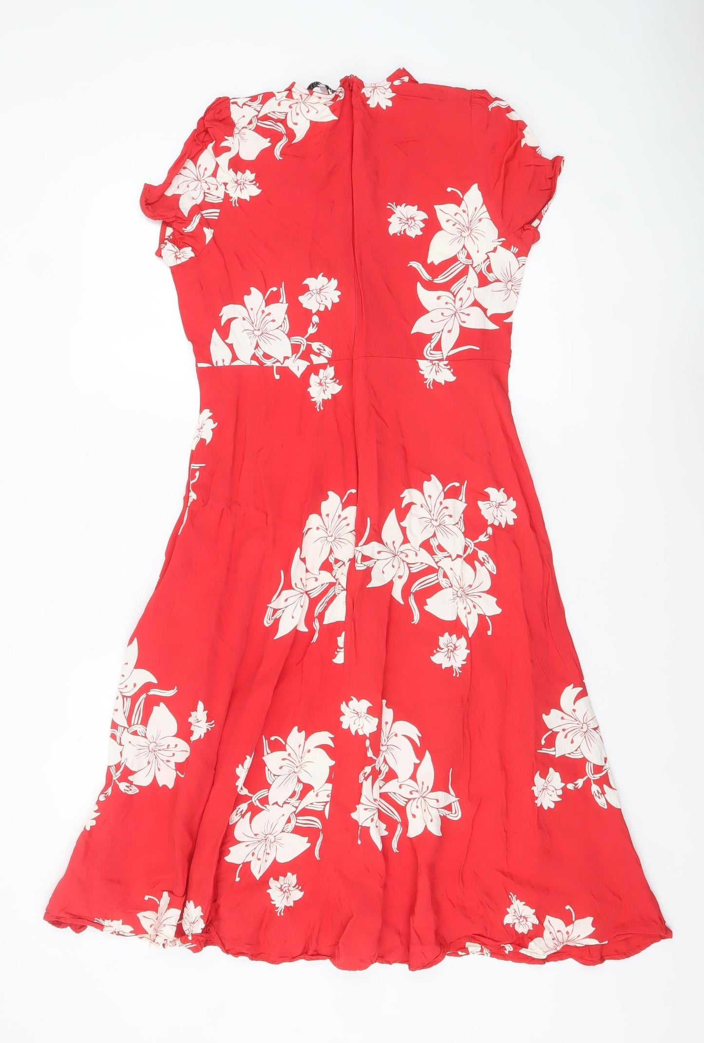 Marks and Spencer Alexa Chung Red Floral Fit & Flare Dress Women's Size 12