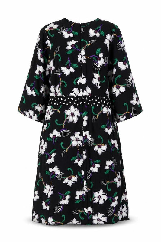 Next Women’s Black Floral A-Line Knee Length Dress Size 14 Viscose