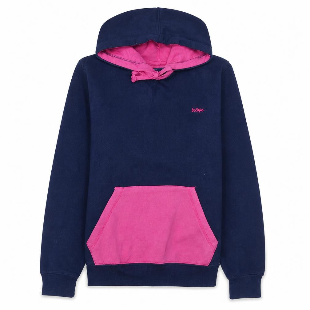Lee Cooper Womens Navy Pink Pullover Hoodie Size 14 Cotton Blend