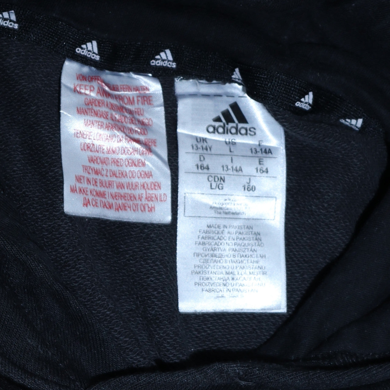Adidas Boys Black Pullover Hoodie 13-14 Years Regular Fit Graphic Logo