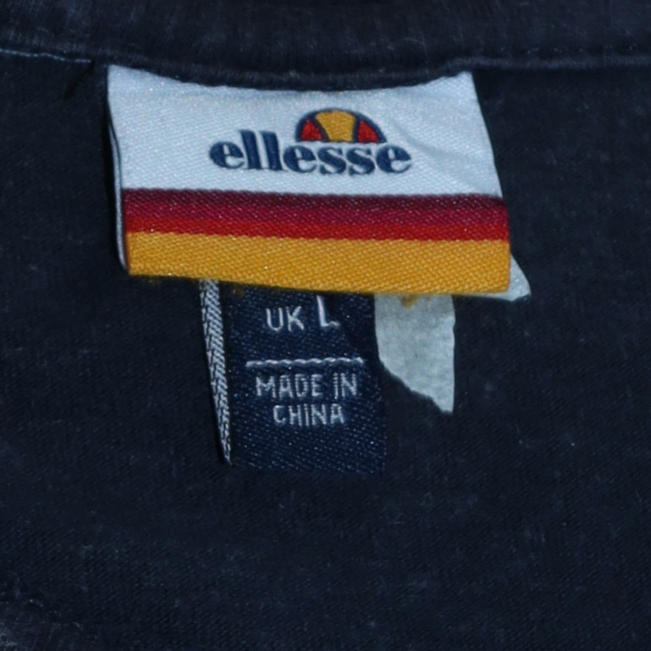 Ellesse Men's Navy Blue Striped Cotton Crew Neck T-Shirt L
