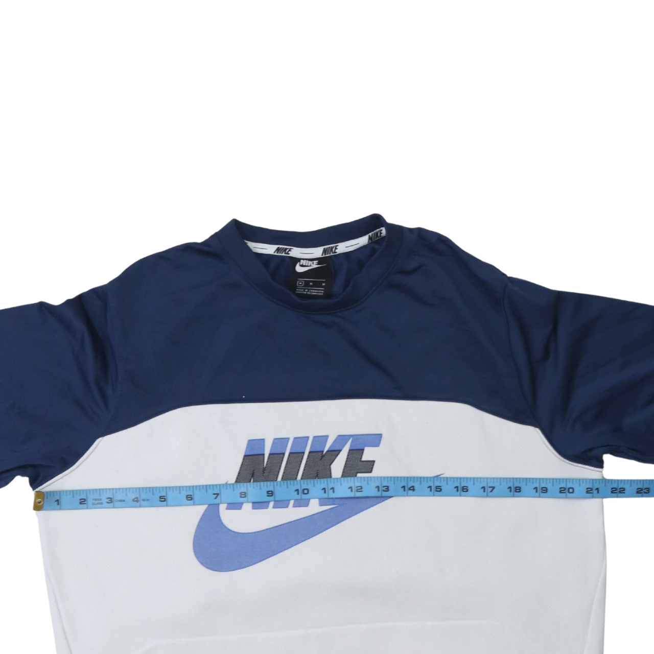 Nike Men's Blue & White Logo Crew Neck Pullover Sweatshirt M
