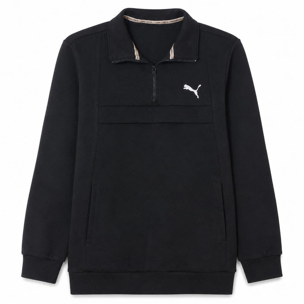 Puma Men's Black L 1/4 Zip Fleece Sweatshirt
