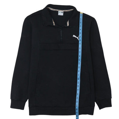 Back view of Puma Men's Black L 1/4 Zip Fleece Sweatshirt