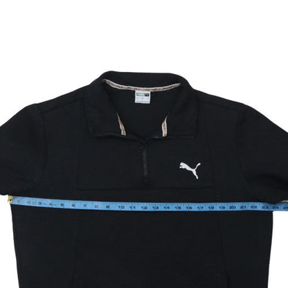 Close-up detail of Puma Men's Black L 1/4 Zip Fleece Sweatshirt