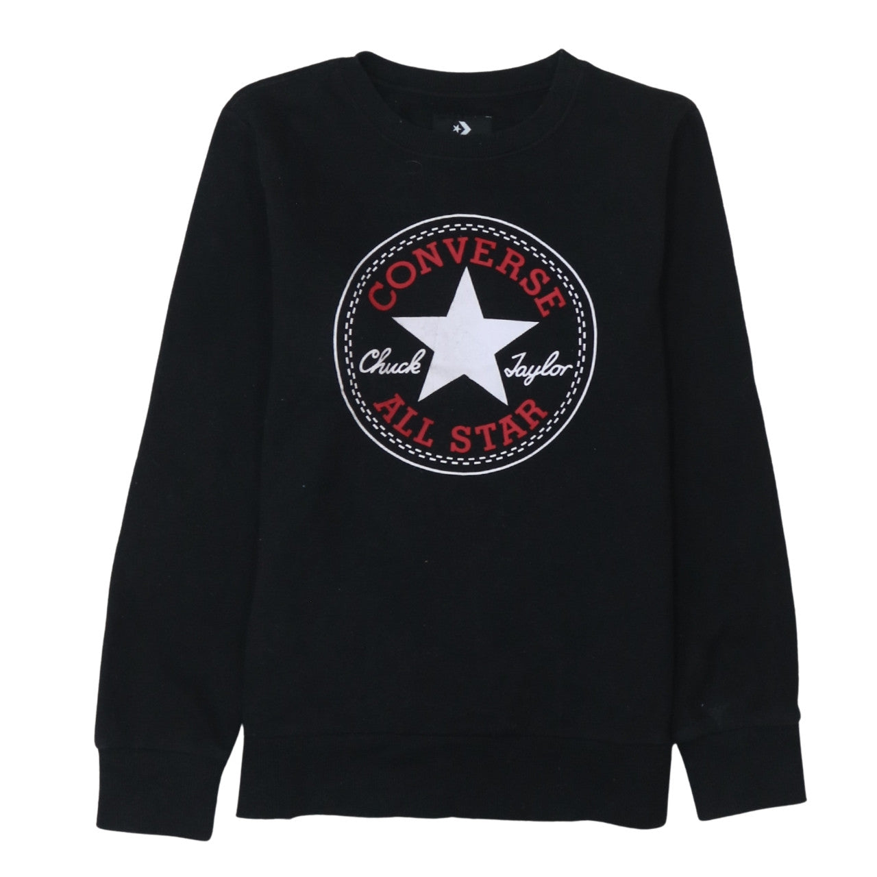 Converse Boys Black Graphic Logo Crew Neck Pullover Sweatshirt 12-13 Years