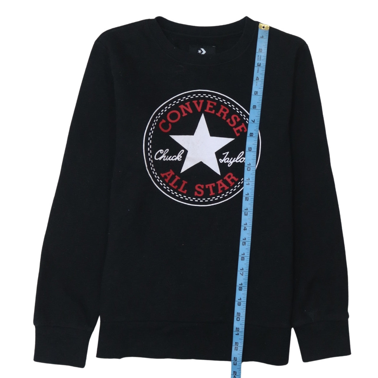 Converse Boys Black Graphic Logo Crew Neck Pullover Sweatshirt 12-13 Years