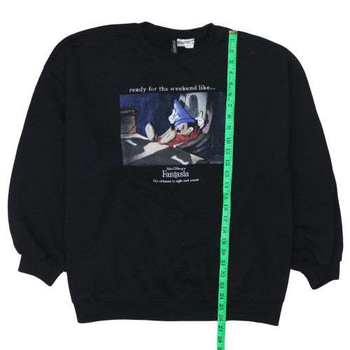H&M Divided Disney Women Black XL Pullover Sweatshirt Mickey Fantasia