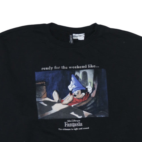 H&M Divided Disney Women Black XL Pullover Sweatshirt Mickey Fantasia