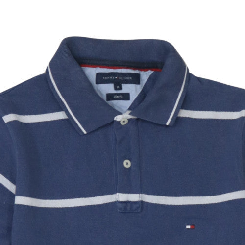 Tommy Hilfiger Men's Blue Slim Fit Striped Polo Shirt Size M