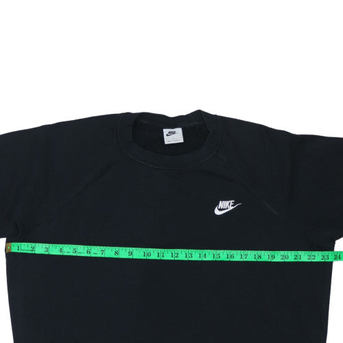 Nike Women Black Crew Neck Pullover Sweatshirt L Cotton Blend Logo
