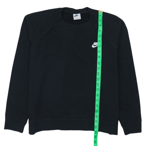 Nike Women Black Crew Neck Pullover Sweatshirt L Cotton Blend Logo