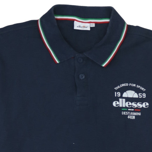 Ellesse Men's Blue 2XL Polo Shirt Regular Fit Cotton Sports Style