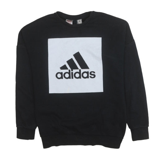 Adidas Boys Black Logo Crew Neck Pullover Sweatshirt 13-14 Years