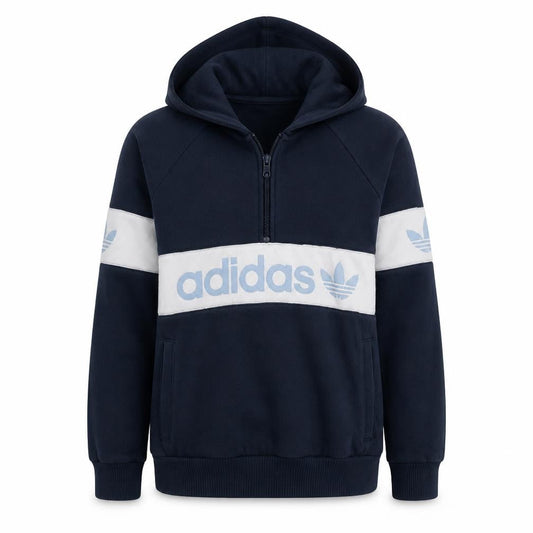 Adidas Womens Navy 1/2 Zip Hoodie Blue Logo Size 12