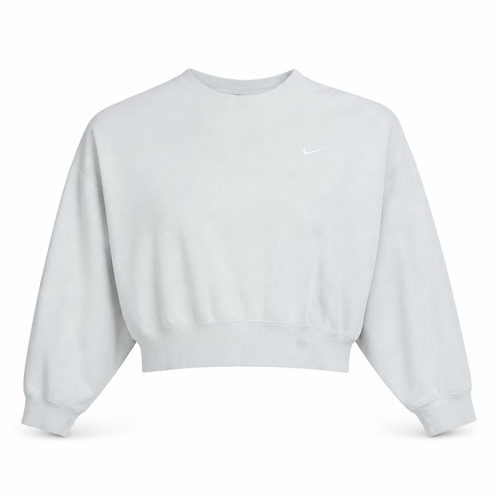 Nike Women White Crew Neck Pullover Sweatshirt Size L Cotton Blend