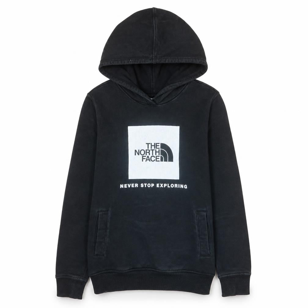 The North Face Boys Black Pullover Hoodie L Cotton Fleece Logo Sweatshirt