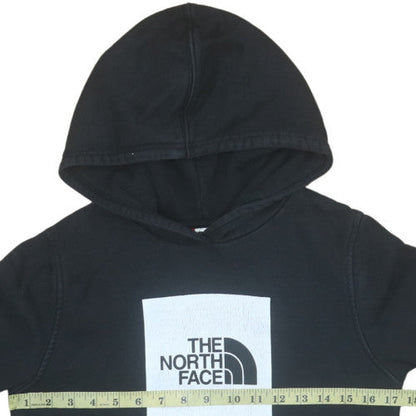 Back view of The North Face boys’ black pullover hoodie l cotton fleece logo sweatshirt