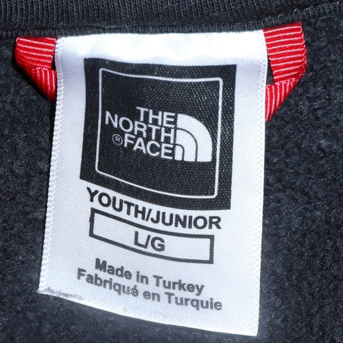 The North Face Boys Black Pullover Hoodie L Cotton Fleece Logo Sweatshirt