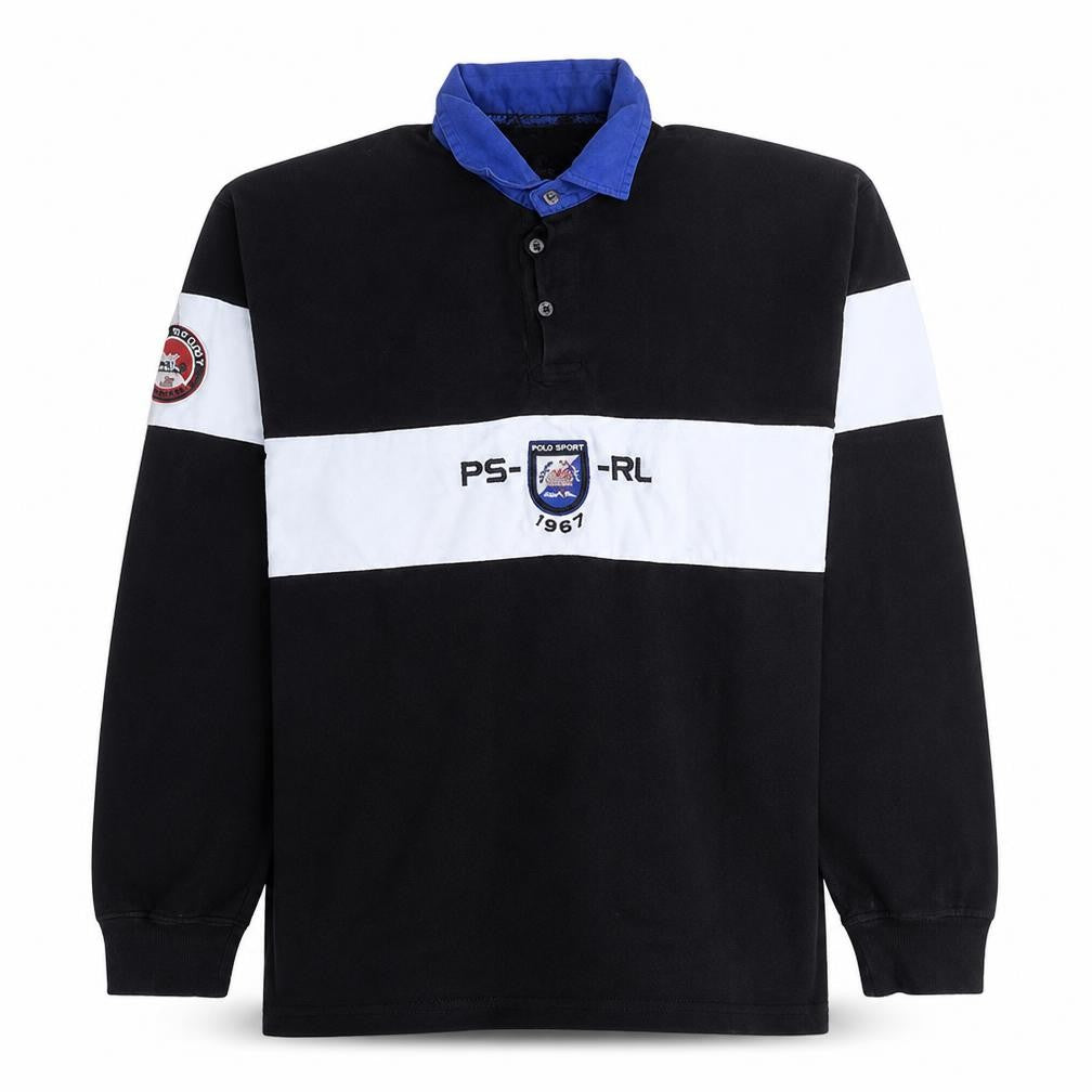 Polo Sport Ralph Lauren Men's Black XL Collared Henley Sweatshirt