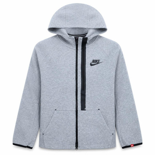 Front view of Nike boys’ grey full zip hoodie xl 13-15 years fleece hooded sweatshirt