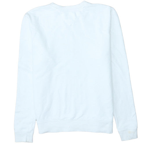 Tommy Jeans Women White Cotton Crew Neck Pullover Sweatshirt M