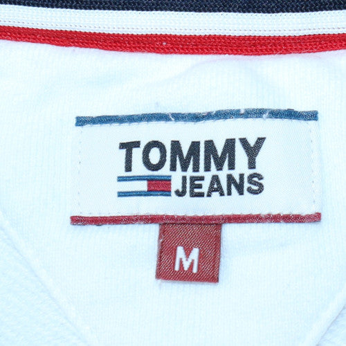 Tommy Jeans Women White Cotton Crew Neck Pullover Sweatshirt M