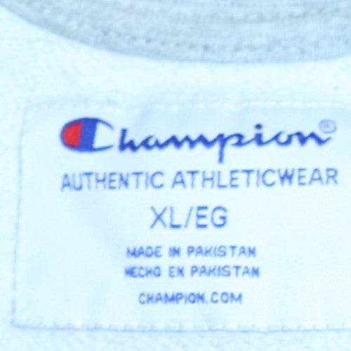 Champion Men's Grey XL Pullover Sweatshirt Embroidered Logo Crew Neck
