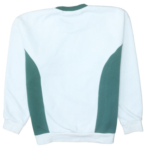 Adidas Womens White Green Pullover Sweatshirt Size 8 Logo Crew