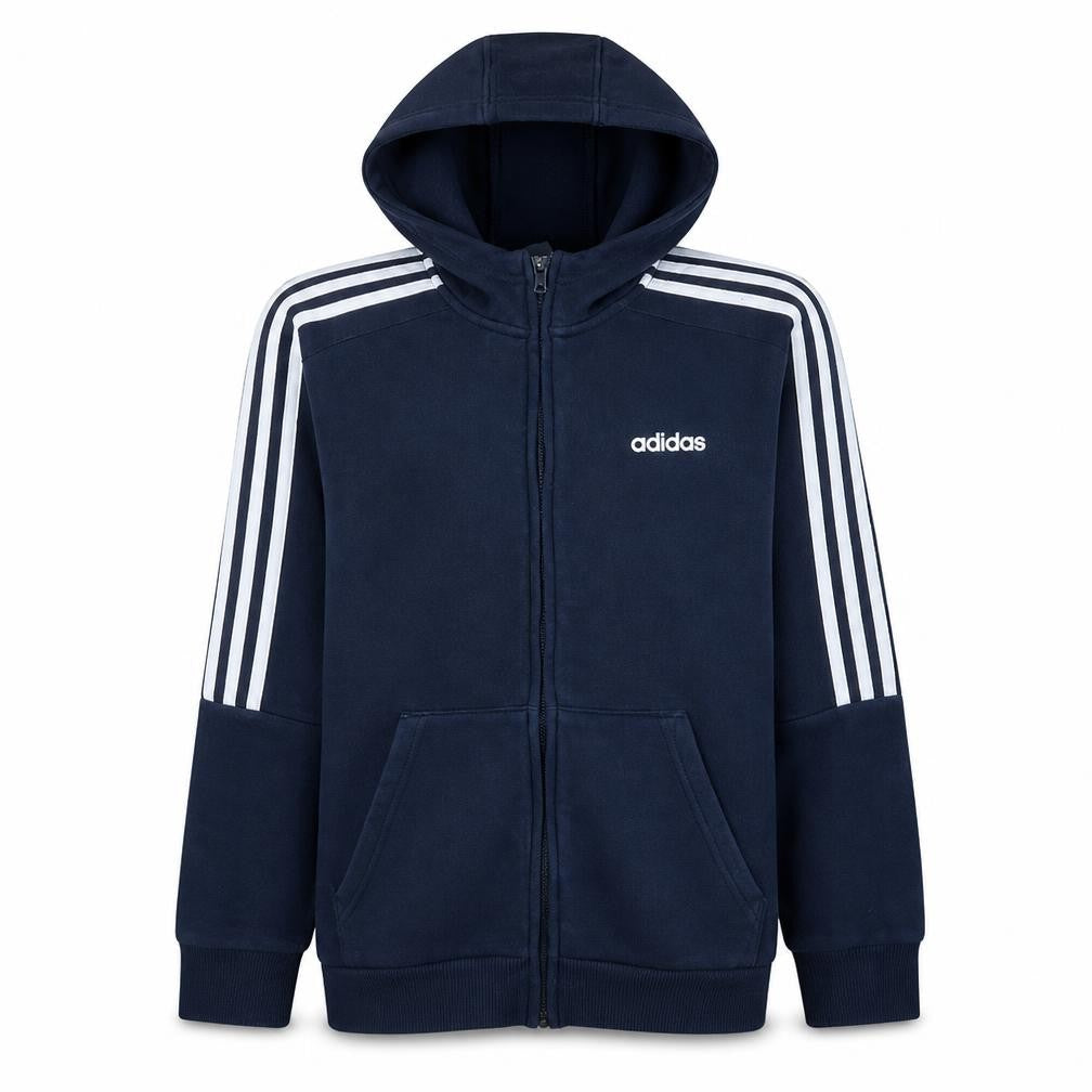 Adidas Boys Navy Full Zip Hoodie 13-14 Years Classic Fleece Sweatshirt