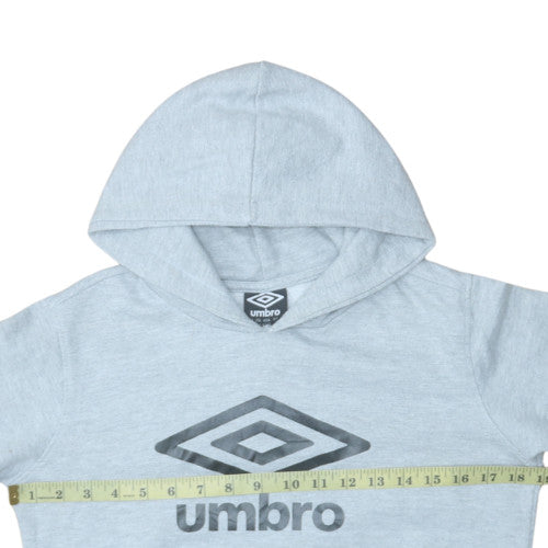 Umbro Boys Grey Pullover Hoodie Size 12-13 Years Cotton Blend Logo Sweatshirt