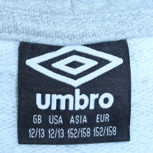 Umbro Boys Grey Pullover Hoodie Size 12-13 Years Cotton Blend Logo Sweatshirt